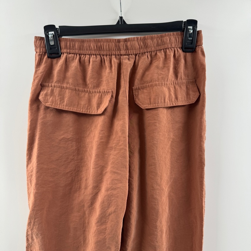 Zara Women’s Rust Drawstring Pants Loose Fit Faux Pocket Detail Size XS - Picture 7 of 8